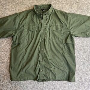 TRU-SPEC Tactical Shirt Mens‎ 2XL S/S Button Front Ripstop Uniform Green XXL